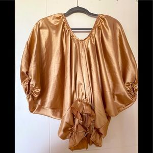 Women Shirt Golden Satin